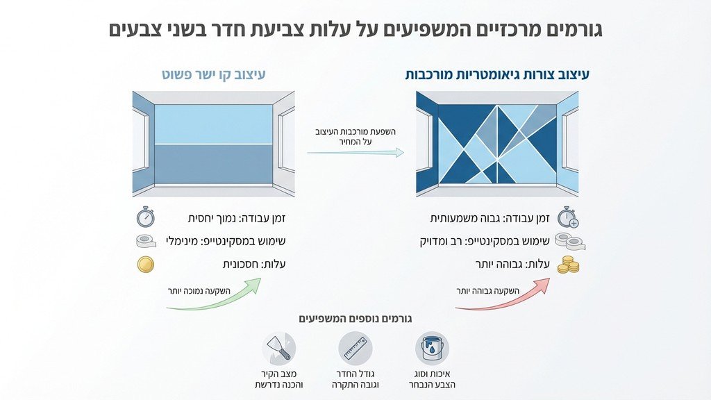 נוצר על ידי מודל בינה מלאכותית Gemini Pro Professional painter applying blue painter's tape to a wall to create a clean line for a two-color p